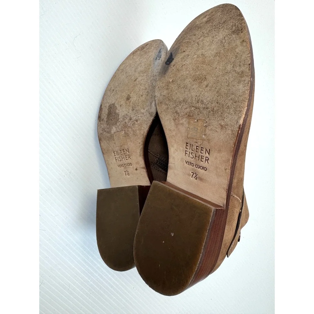 Eileen Fisher Billie‎ Ankle Boots Women 7.5 EUC Leather Zip Closure Round Toe